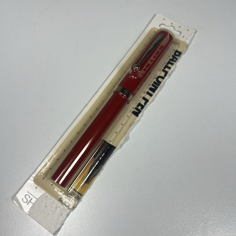 NEW Vintage Sheaffer Red No Nonsense Medium Ball Point Pen Black Ink - Read Disc